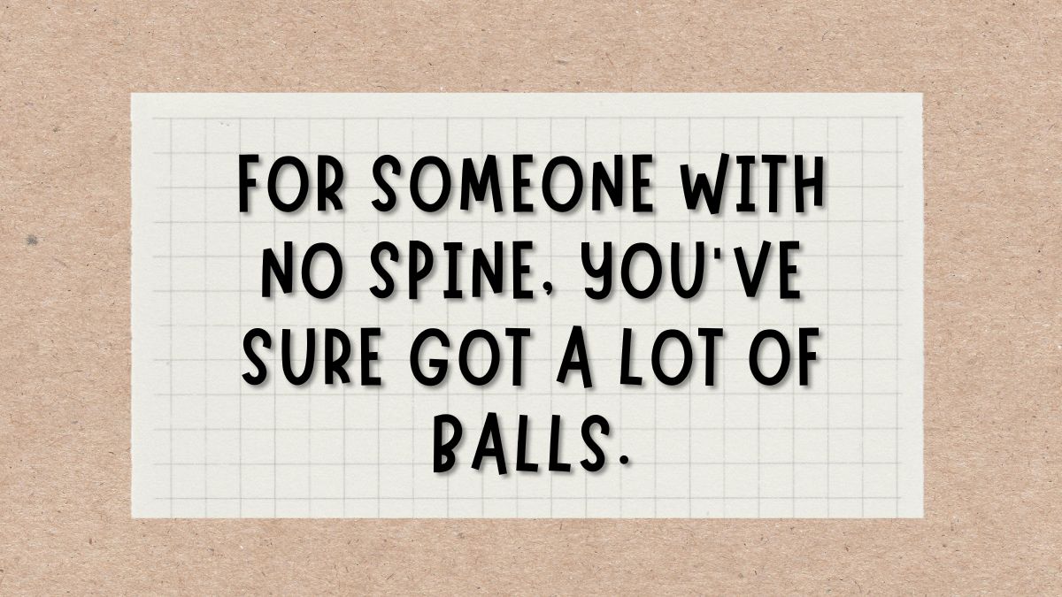 For someone with no spine youve sure got a lot of balls